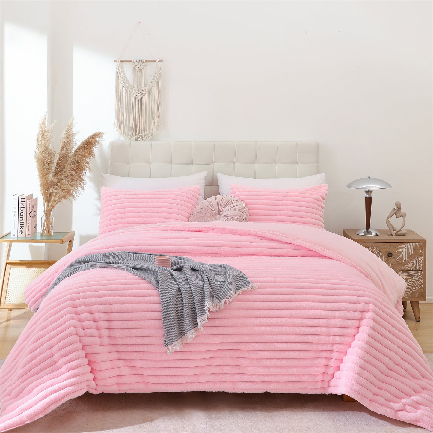 SPRINDAY Fluffy Fleece Luxury Fuzzy Reversible Bedding Comforter Set, Soft & Warm Comforter All Season with Pillow Case