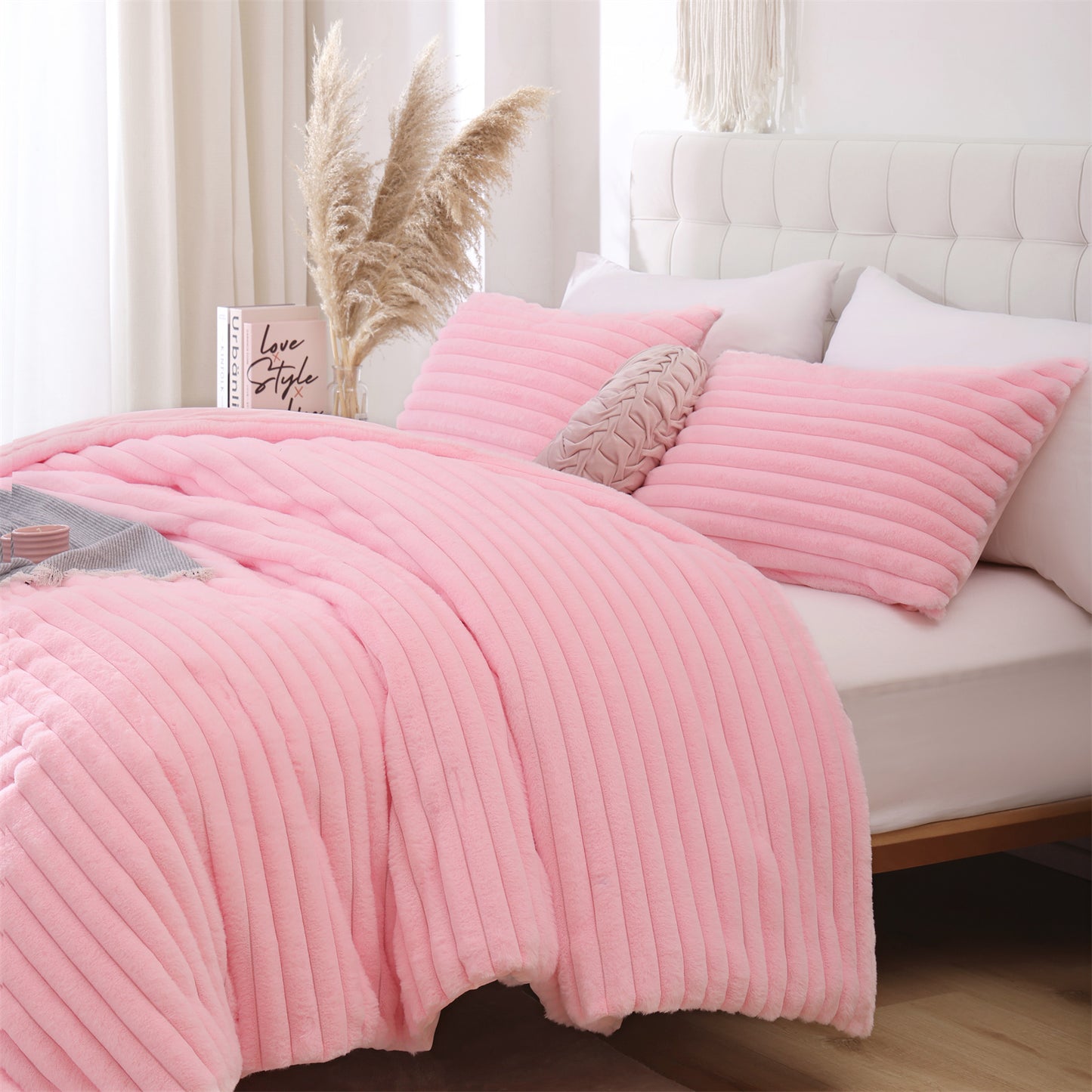 SPRINDAY Fluffy Fleece Luxury Fuzzy Reversible Bedding Comforter Set, Soft & Warm Comforter All Season with Pillow Case