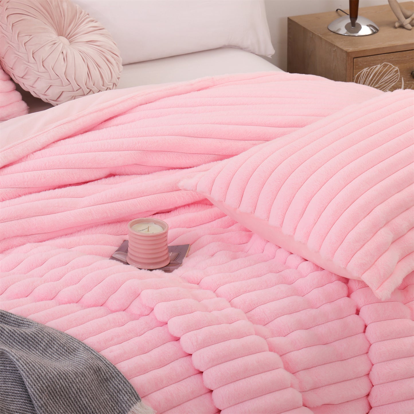 SPRINDAY Fluffy Fleece Luxury Fuzzy Reversible Bedding Comforter Set, Soft & Warm Comforter All Season with Pillow Case