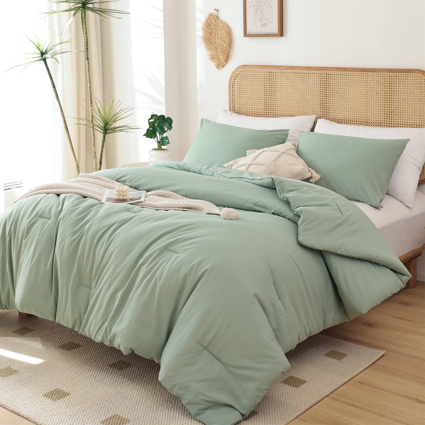 SPRINDAY 3 Piece Alternative Adult Comforter Set Set For All Seasons - Full, Sage Green