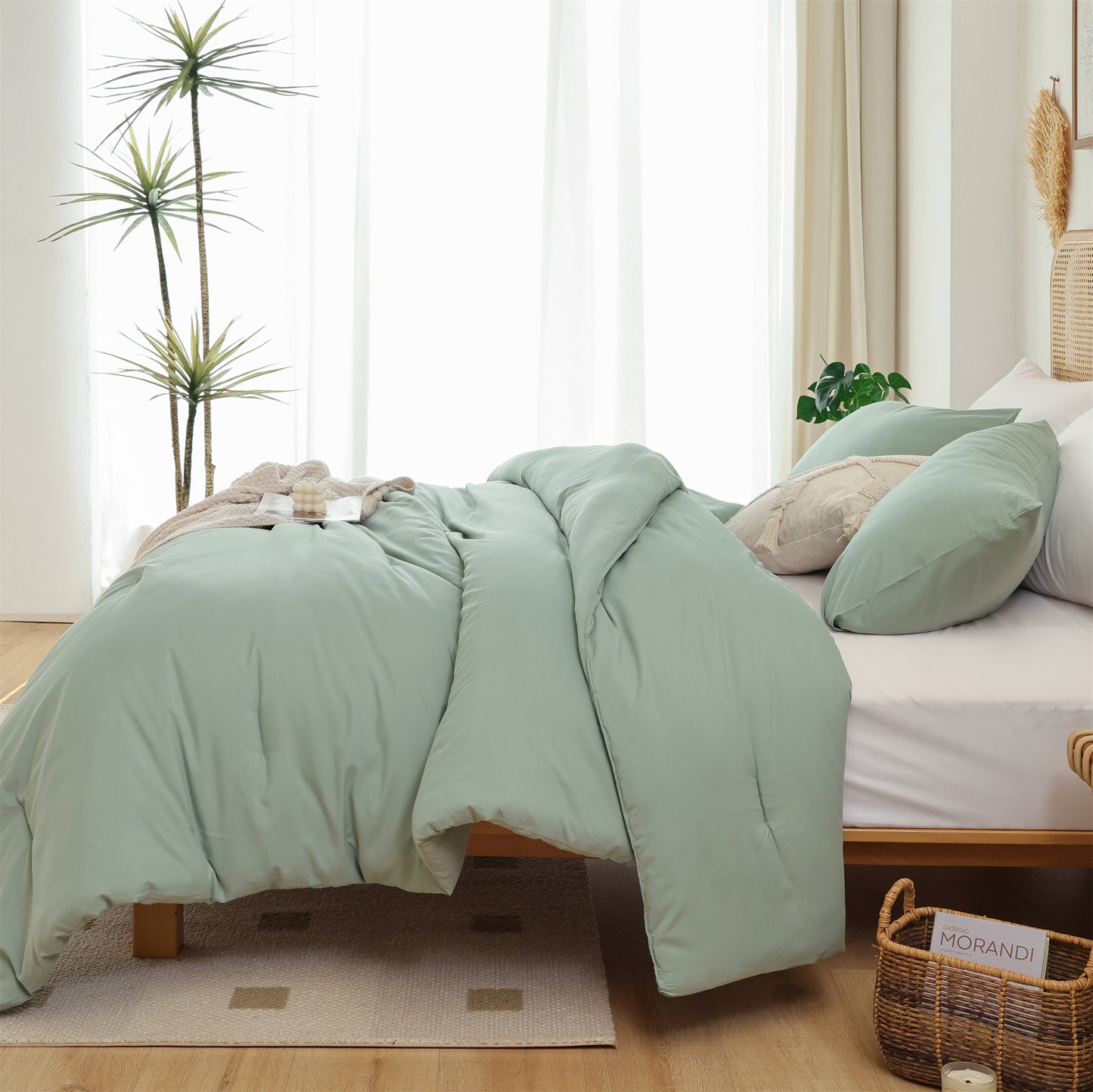 SPRINDAY 3 Piece Alternative Adult Comforter Set Set For All Seasons - Full, Sage Green