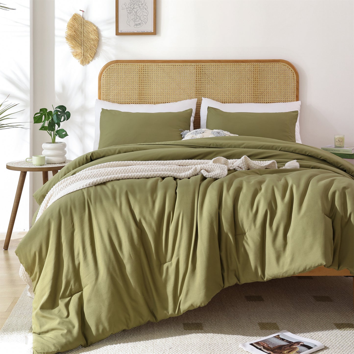 SPRINDAY 3 Piece Alternative Adult Comforter Set Set For All Seasons - Full, Sage Green