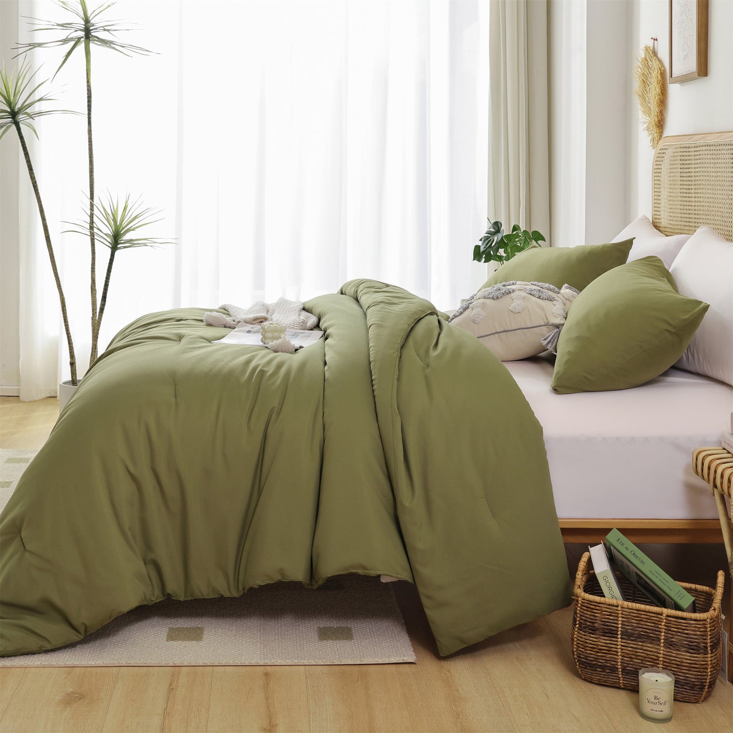 SPRINDAY 3 Piece Alternative Adult Comforter Set Set For All Seasons - Full, Sage Green