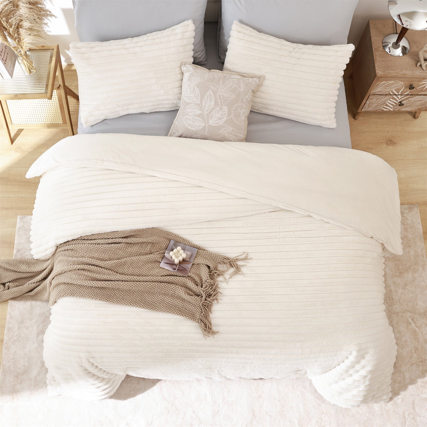 SPRINDAY Fluffy Fleece Luxury Fuzzy Reversible Bedding Comforter Set, Soft & Warm Comforter All Season with Pillow Case