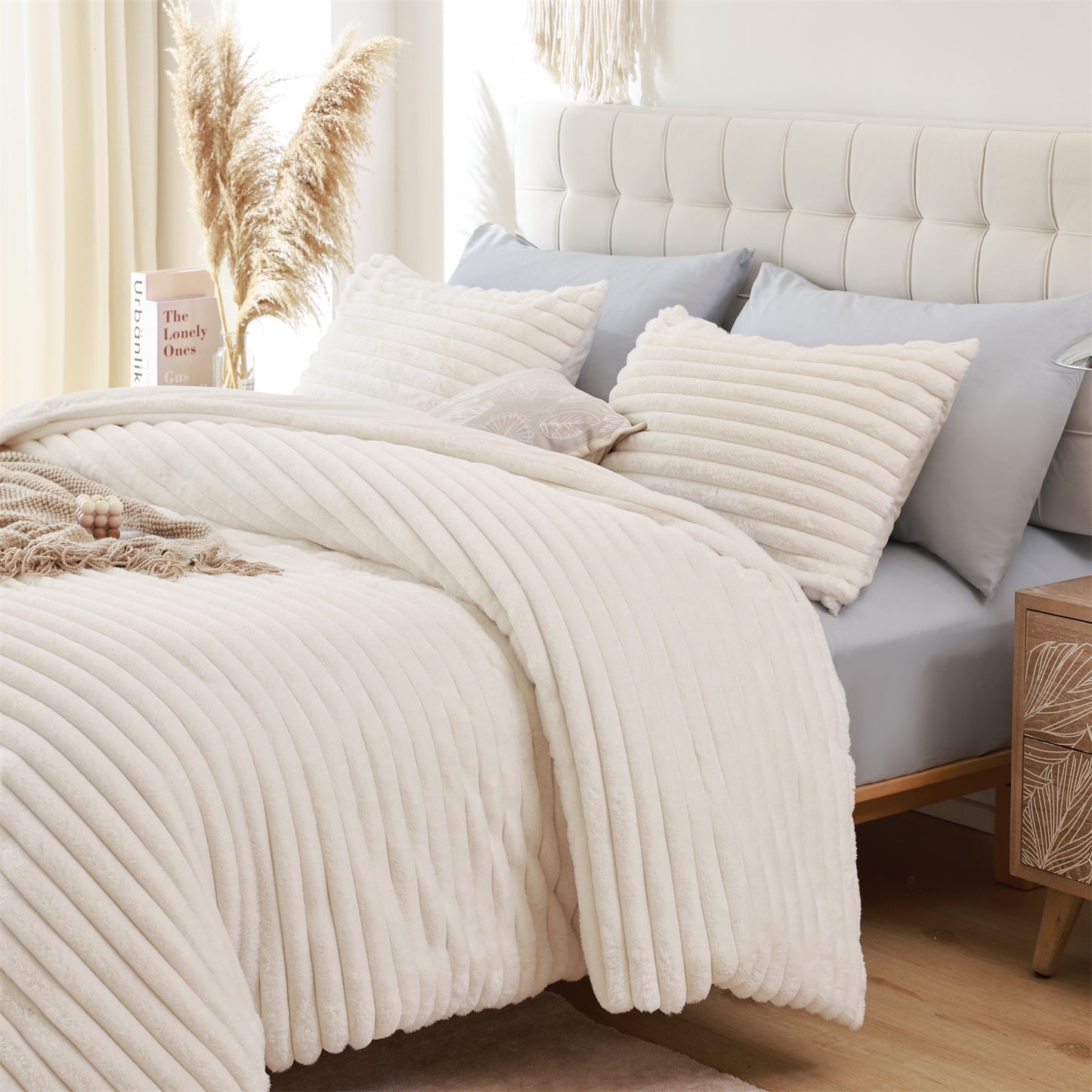 SPRINDAY Fluffy Fleece Luxury Fuzzy Reversible Bedding Comforter Set, Soft & Warm Comforter All Season with Pillow Case