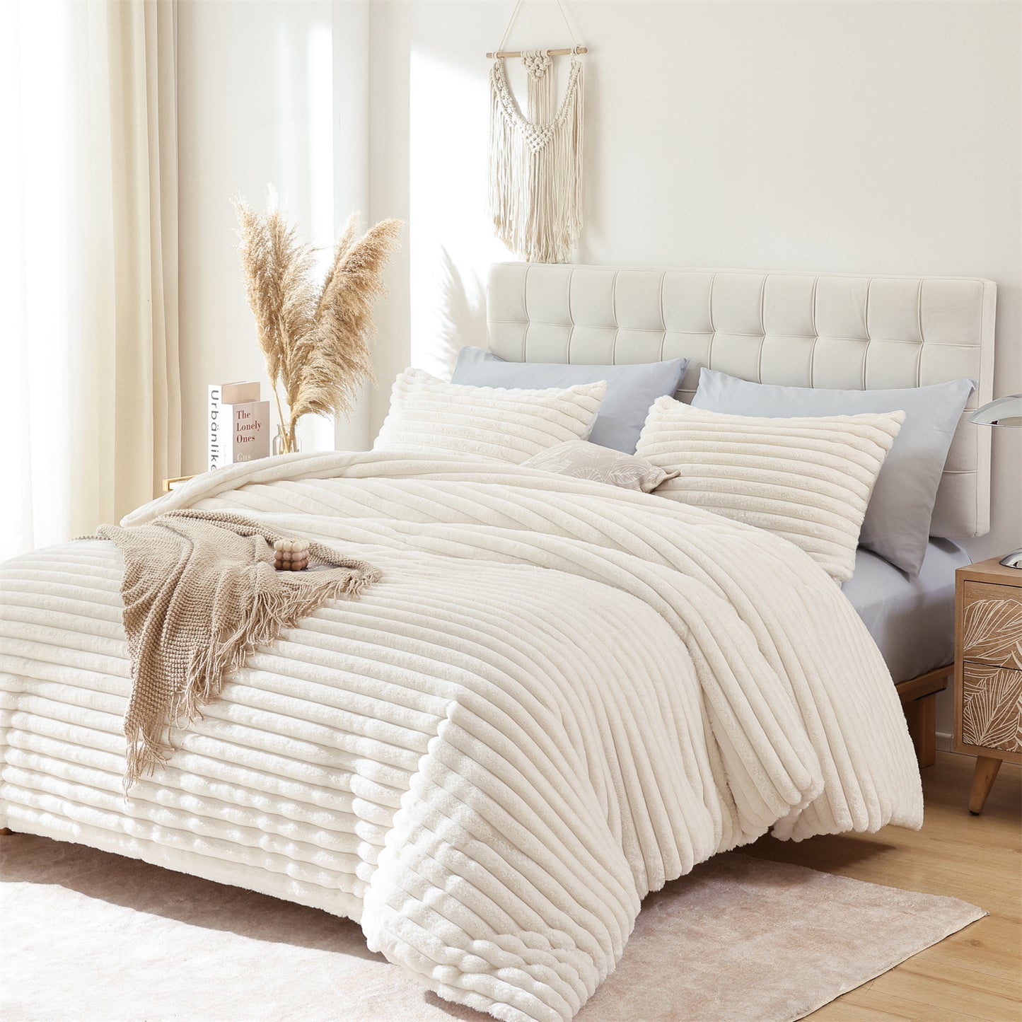 SPRINDAY Fluffy Fleece Luxury Fuzzy Reversible Bedding Comforter Set, Soft & Warm Comforter All Season with Pillow Case