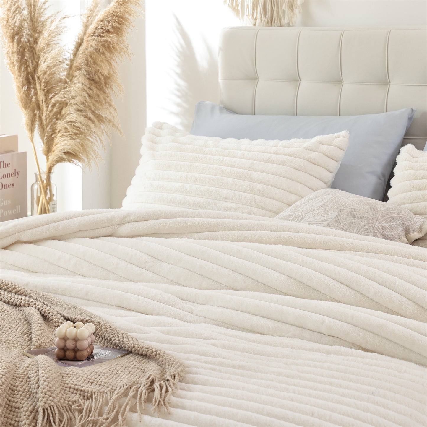 SPRINDAY Fluffy Fleece Luxury Fuzzy Reversible Bedding Comforter Set, Soft & Warm Comforter All Season with Pillow Case