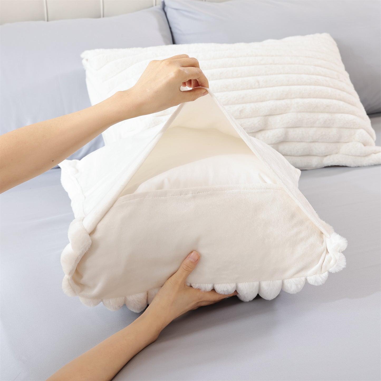 SPRINDAY Fluffy Fleece Luxury Fuzzy Reversible Bedding Comforter Set, Soft & Warm Comforter All Season with Pillow Case