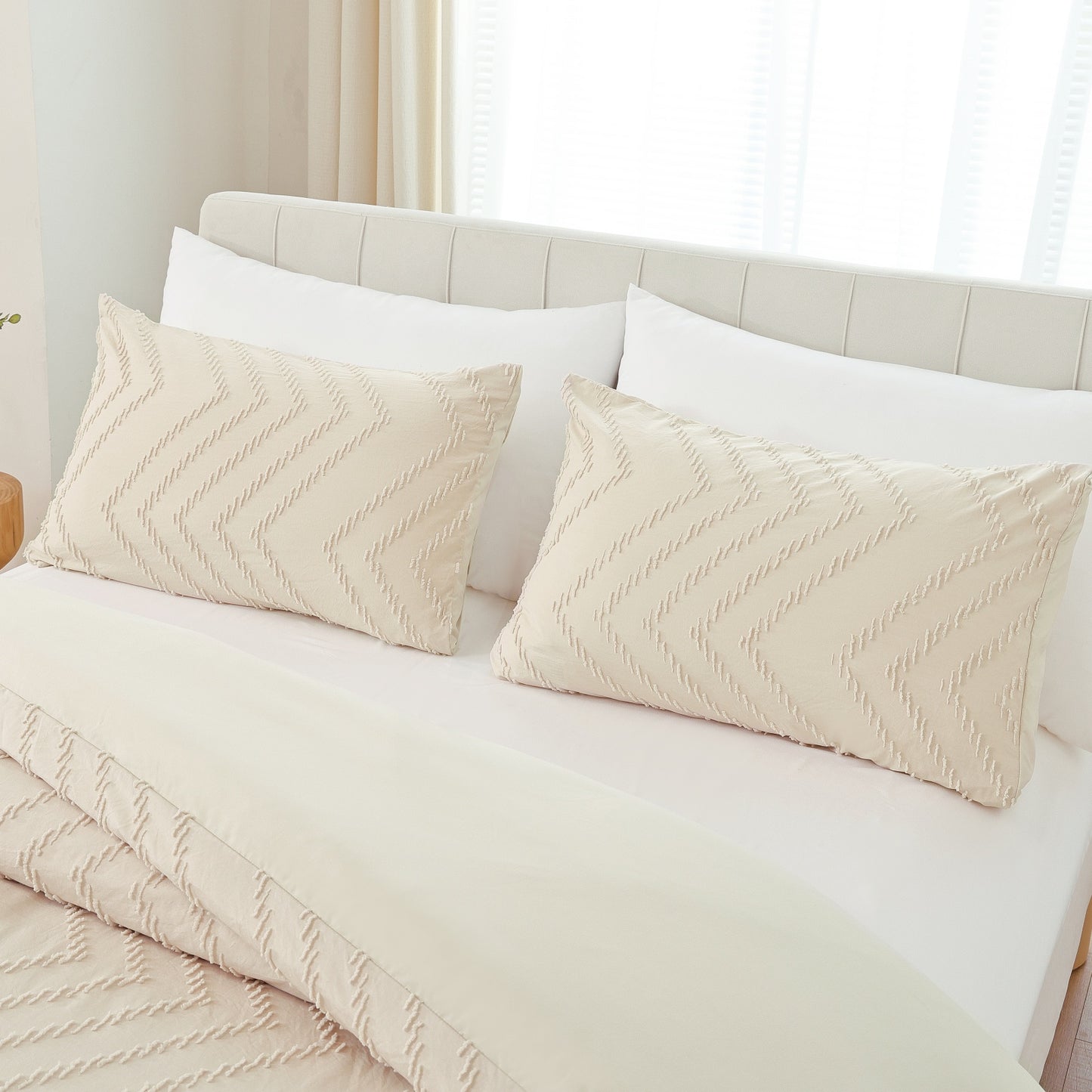 Sprinday Vertical Tufted Lightweight Neutral Comforter Sets