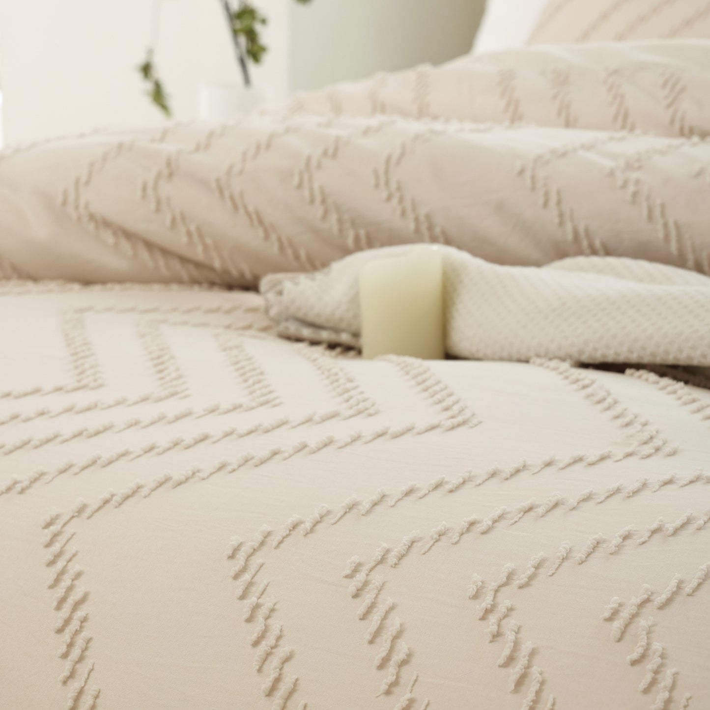 Sprinday Vertical Tufted Lightweight Neutral Comforter Sets