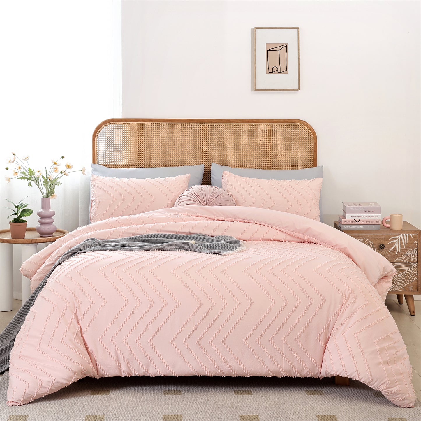 Sprinday Vertical Tufted Lightweight Neutral Comforter Sets