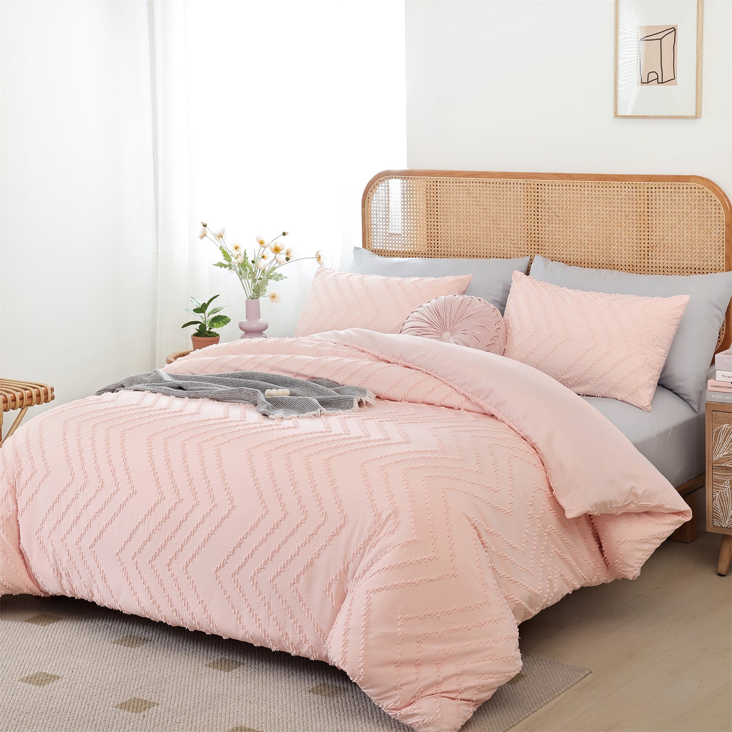 Sprinday Vertical Tufted Lightweight Neutral Comforter Sets