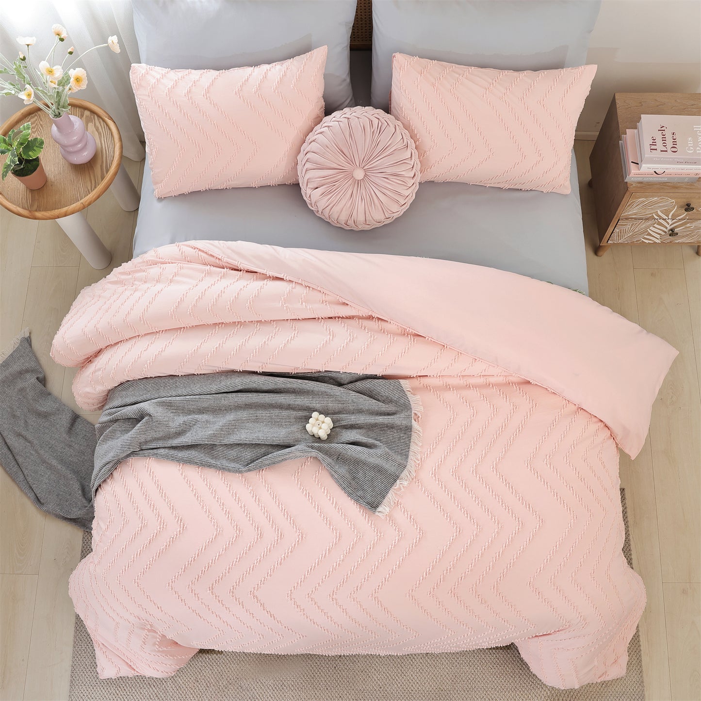 Sprinday Vertical Tufted Lightweight Neutral Comforter Sets