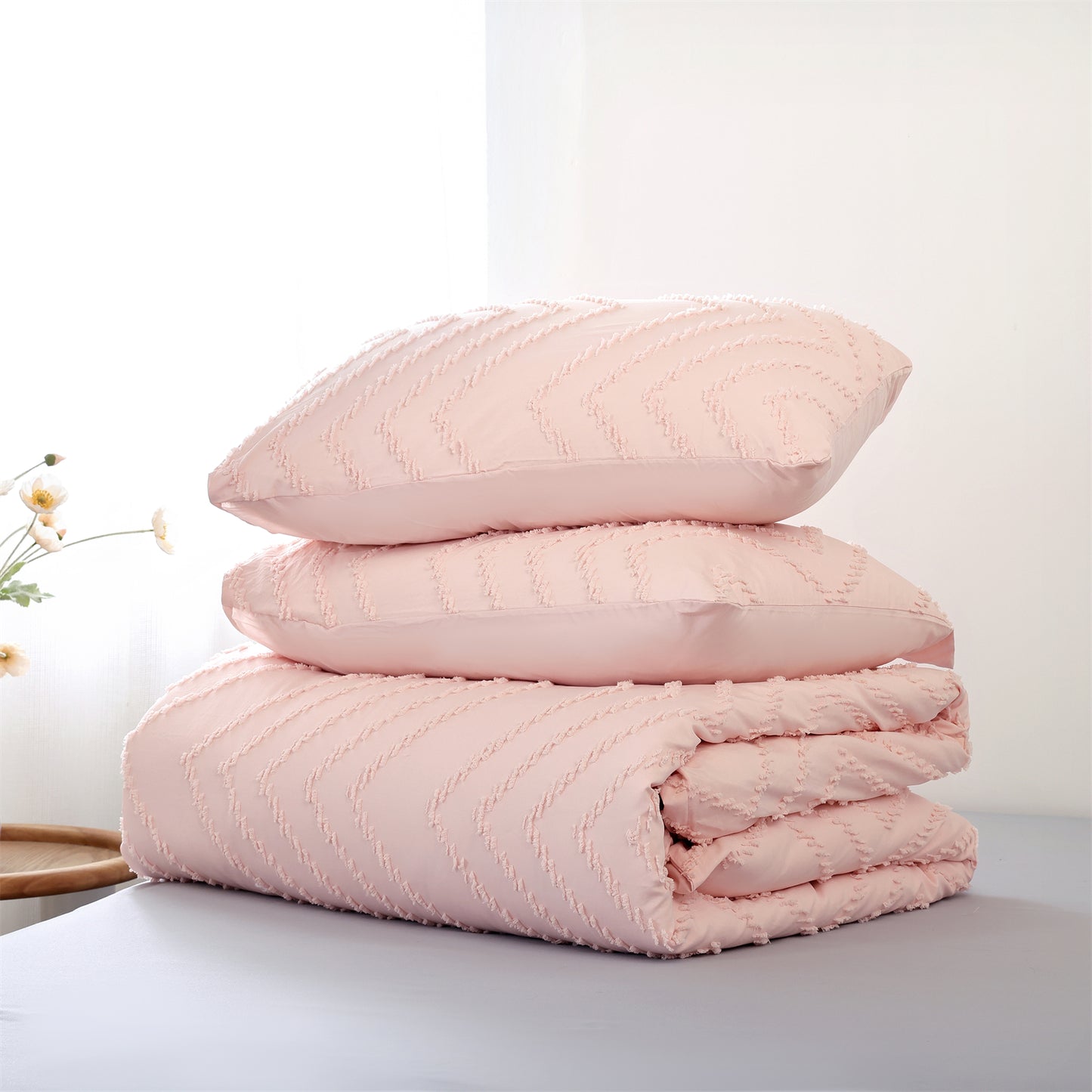 Sprinday Vertical Tufted Lightweight Neutral Comforter Sets