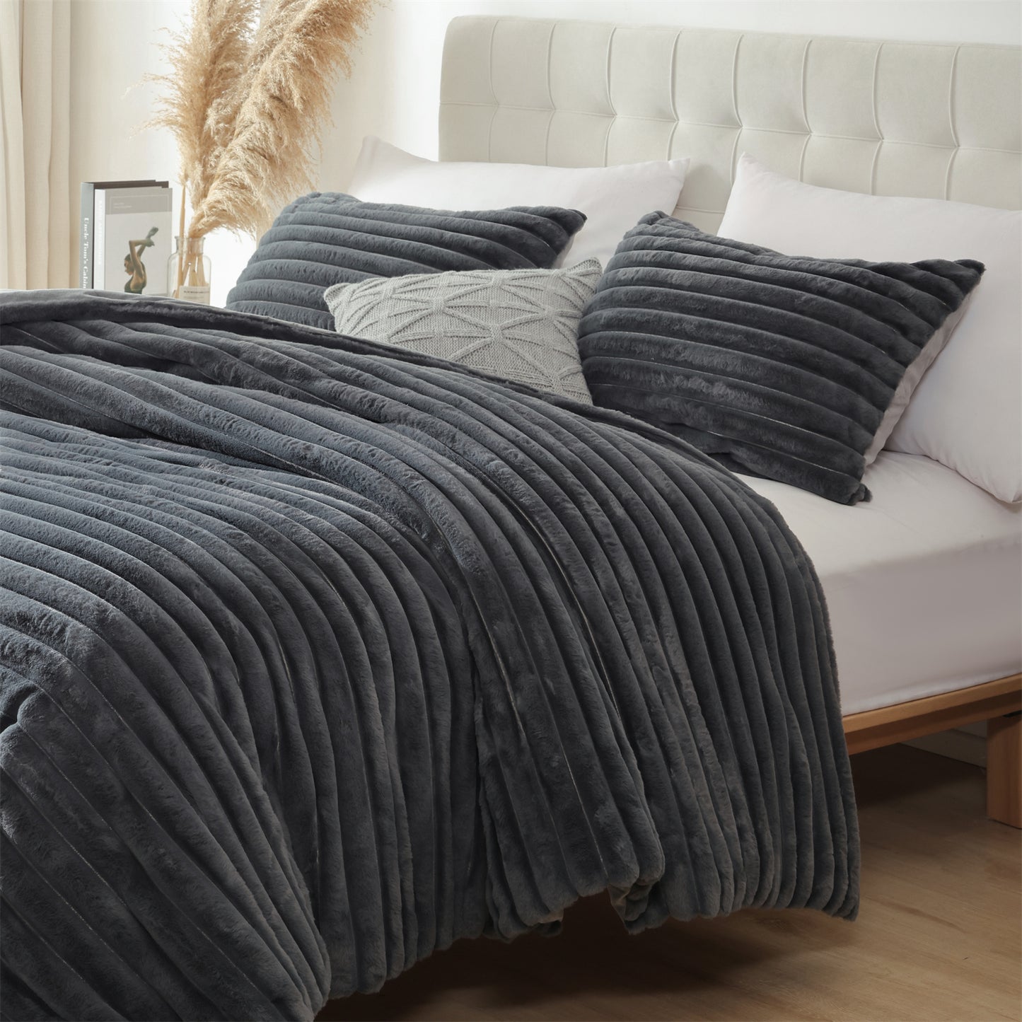 SPRINDAY Fluffy Fleece Luxury Fuzzy Reversible Bedding Comforter Set, Soft & Warm Comforter All Season with Pillow Case