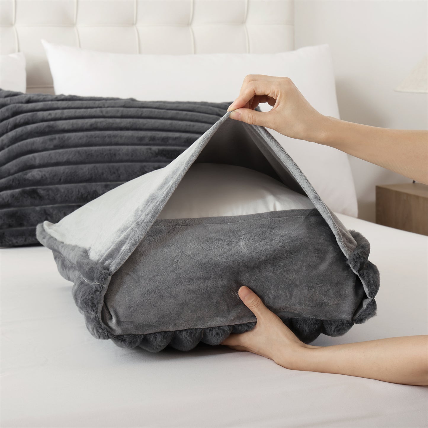SPRINDAY Fluffy Fleece Luxury Fuzzy Reversible Bedding Comforter Set, Soft & Warm Comforter All Season with Pillow Case