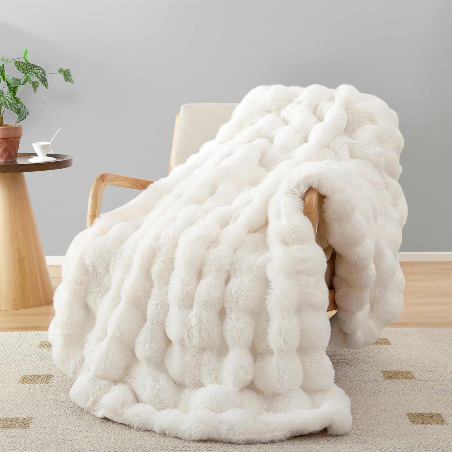 SPRINDAY Faux Fur Rabbit Fleece Throw Blanket , Soft Cozy Throw Blanket for Bed Couch Living Room, Fluffy Home Decor Blankets for Women