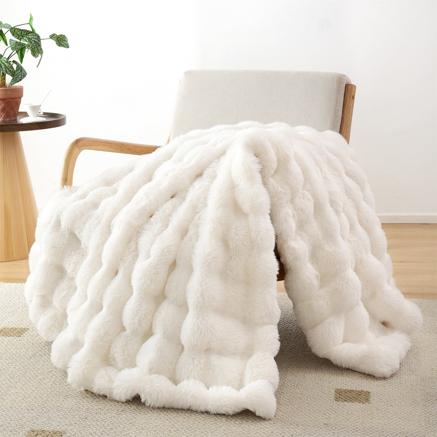 SPRINDAY Faux Fur Rabbit Fleece Throw Blanket , Soft Cozy Throw Blanket for Bed Couch Living Room, Fluffy Home Decor Blankets for Women