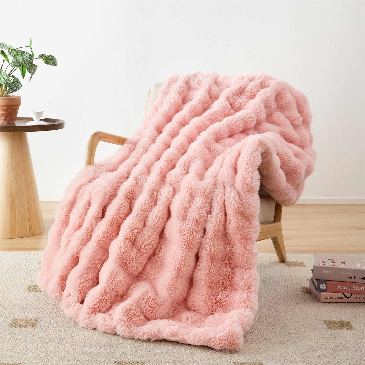 SPRINDAY Faux Fur Rabbit Fleece Throw Blanket , Soft Cozy Throw Blanket for Bed Couch Living Room, Fluffy Home Decor Blankets for Women