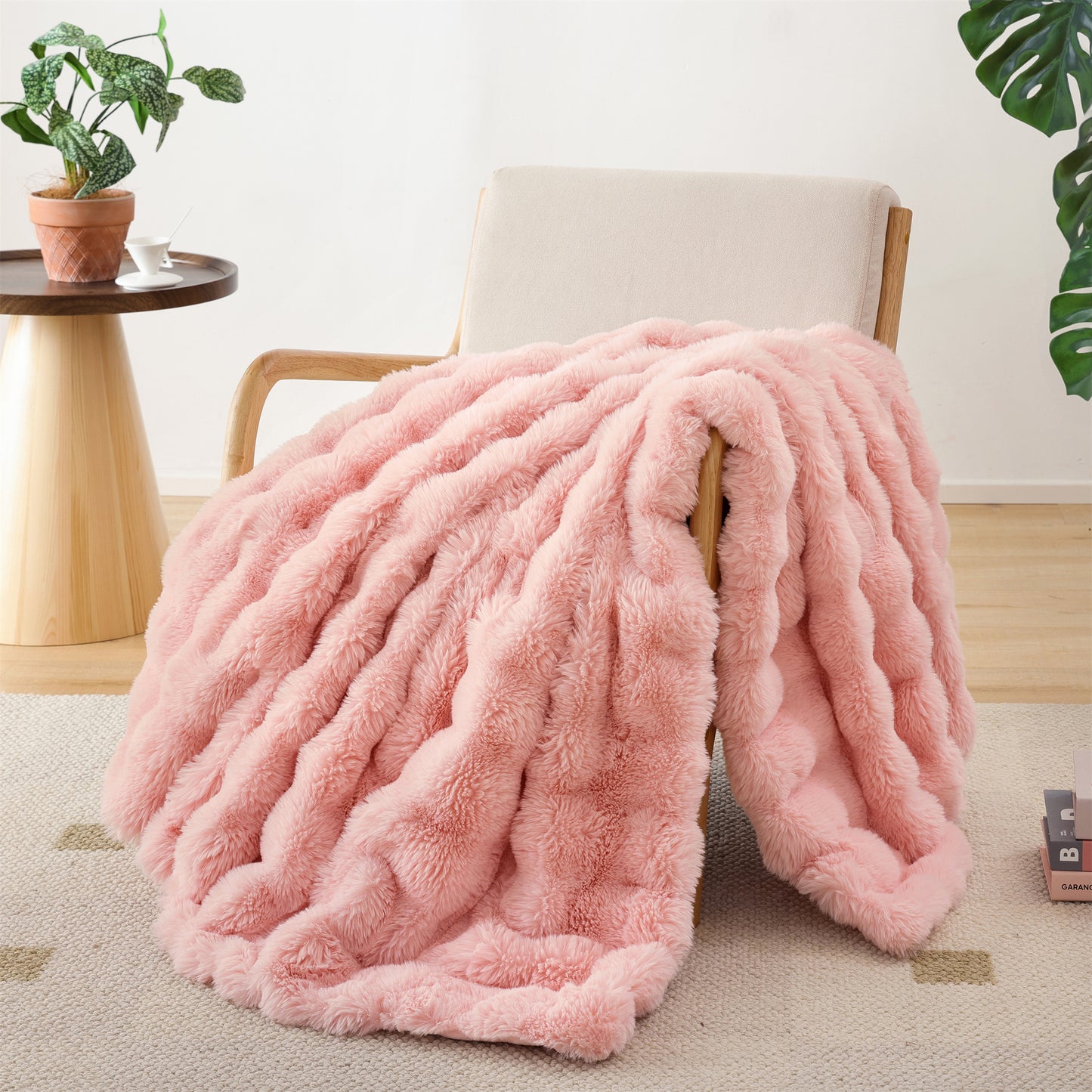 SPRINDAY Faux Fur Rabbit Fleece Throw Blanket , Soft Cozy Throw Blanket for Bed Couch Living Room, Fluffy Home Decor Blankets for Women