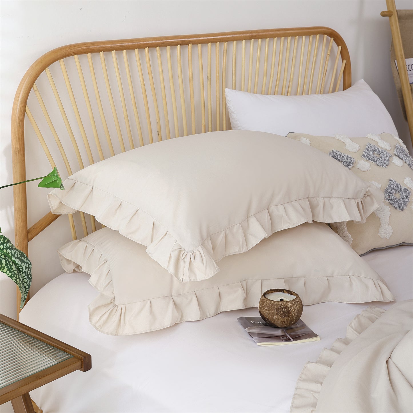 SPRINDAY Ruffled Queen Comforter Set, 3 Piece Bed in a Bag Soft Fluffy Comforter Set For All Season