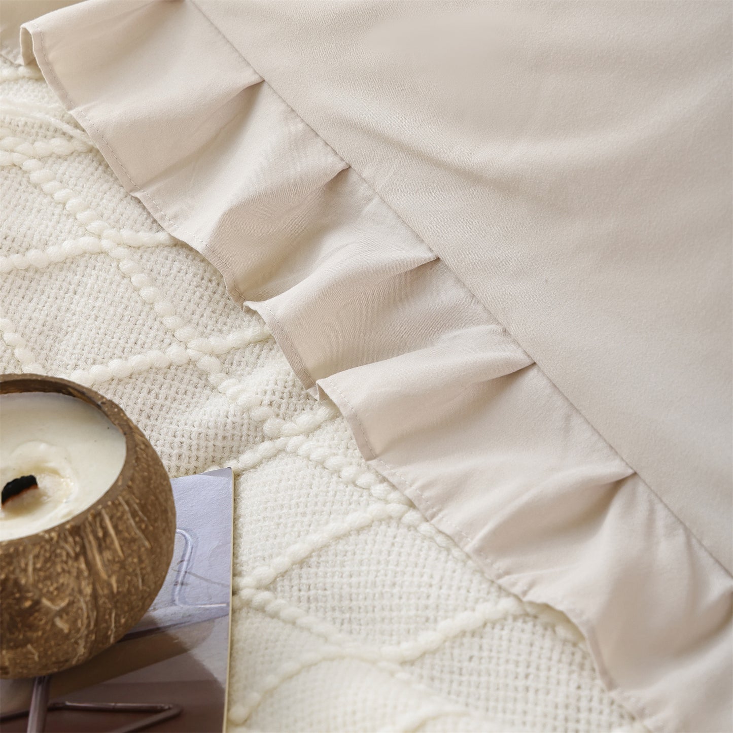 SPRINDAY Ruffled Queen Comforter Set, 3 Piece Bed in a Bag Soft Fluffy Comforter Set For All Season