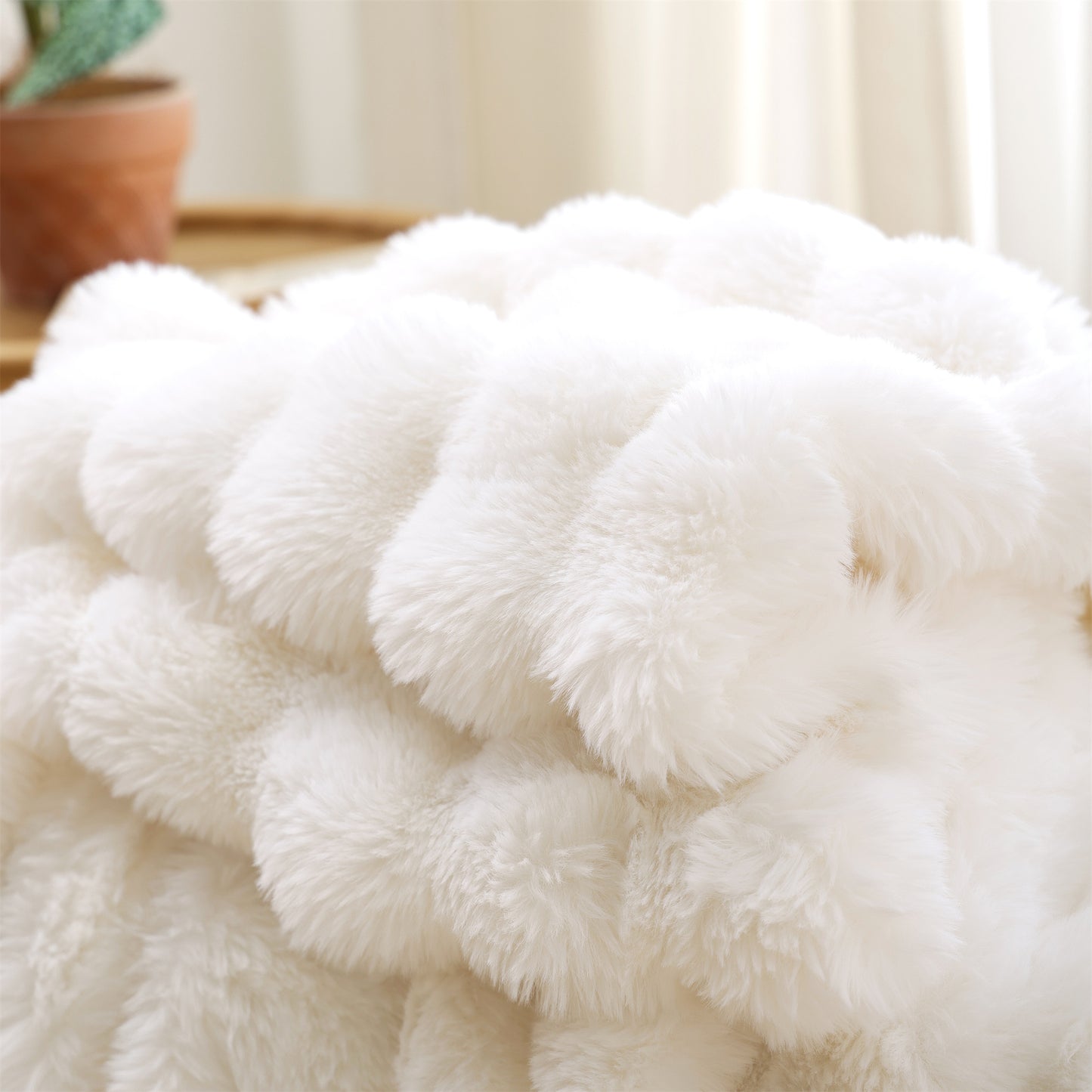 SPRINDAY Faux Fur Rabbit Fleece Throw Blanket , Soft Cozy Throw Blanket for Bed Couch Living Room, Fluffy Home Decor Blankets for Women