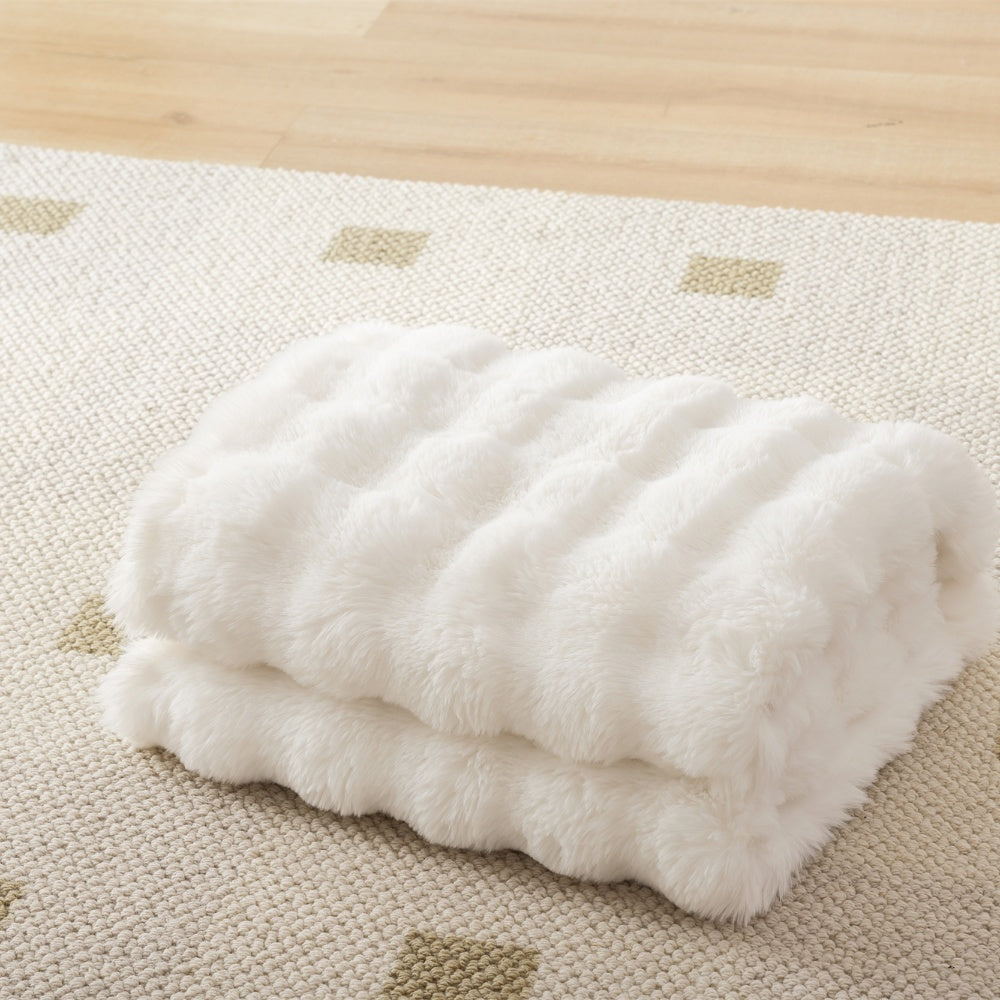 SPRINDAY Faux Fur Rabbit Fleece Throw Blanket , Soft Cozy Throw Blanket for Bed Couch Living Room, Fluffy Home Decor Blankets for Women