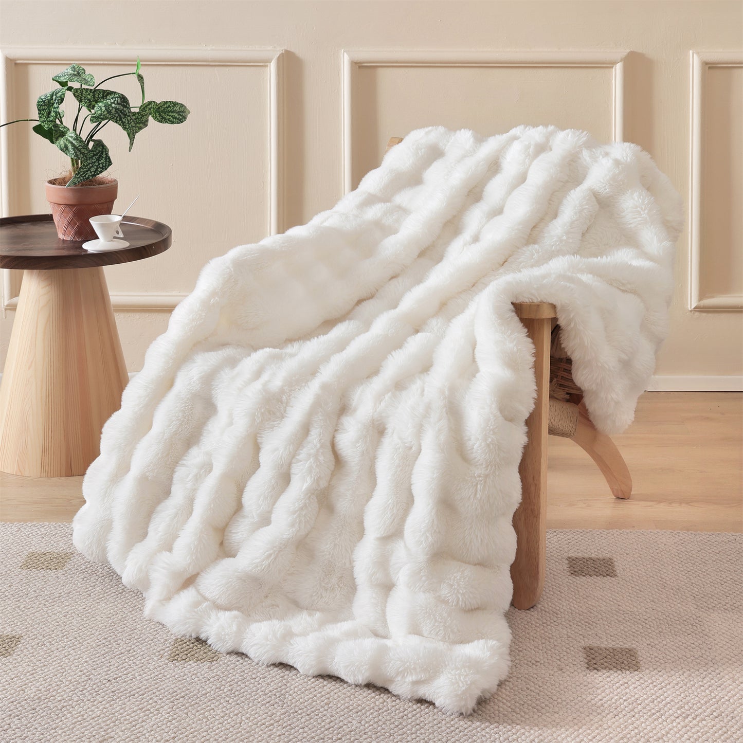 SPRINDAY Faux Fur Rabbit Fleece Throw Blanket , Soft Cozy Throw Blanket for Bed Couch Living Room, Fluffy Home Decor Blankets for Women