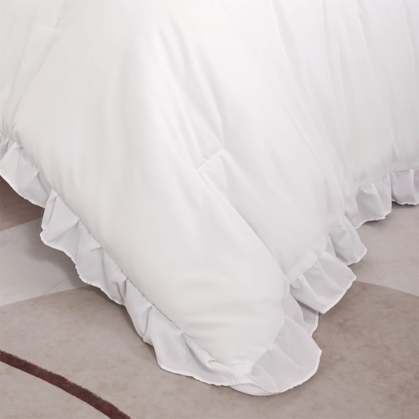 SPRINDAY Ruffled Queen Comforter Set, 3 Piece Bed in a Bag Soft Fluffy Comforter Set For All Season