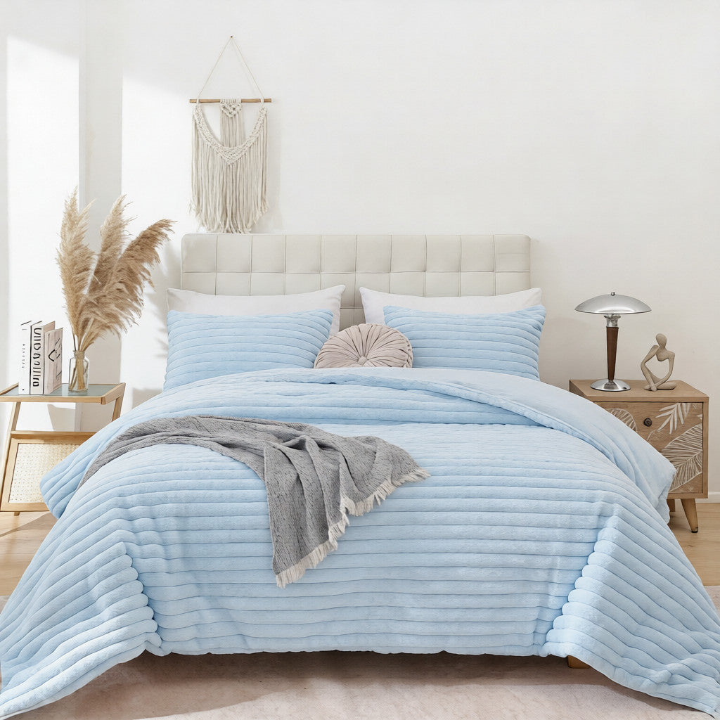 SPRINDAY Fluffy Fleece Luxury Fuzzy Reversible Bedding Comforter Set, Soft & Warm Comforter All Season with Pillow Case
