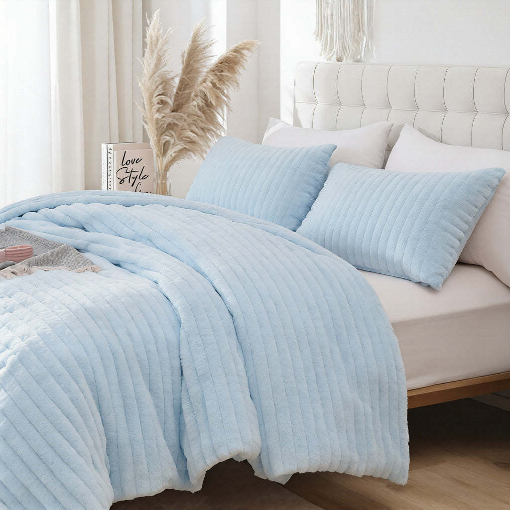 SPRINDAY Fluffy Fleece Luxury Fuzzy Reversible Bedding Comforter Set, Soft & Warm Comforter All Season with Pillow Case