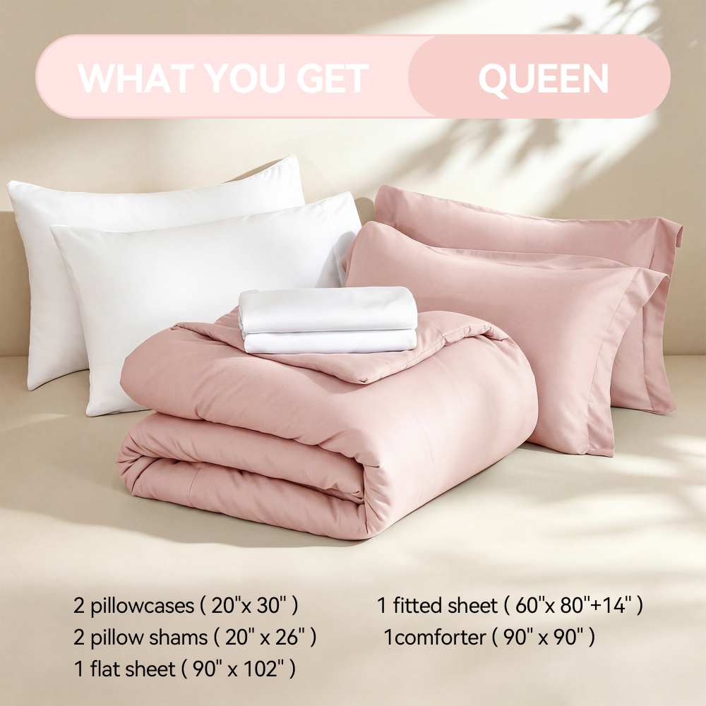 SPRINDAY 7-Piece Comforter Set, Bed in a Bag for All-Season, Bedding Set with Comforter, Sheets, Pillowcases & Shams
