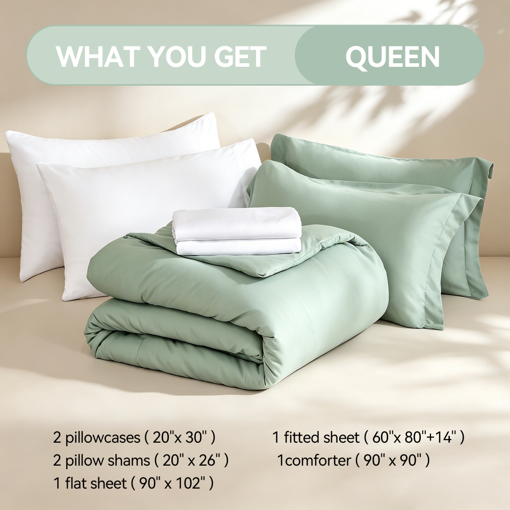 SPRINDAY 7-Piece Comforter Set, Bed in a Bag for All-Season, Bedding Set with Comforter, Sheets, Pillowcases & Shams