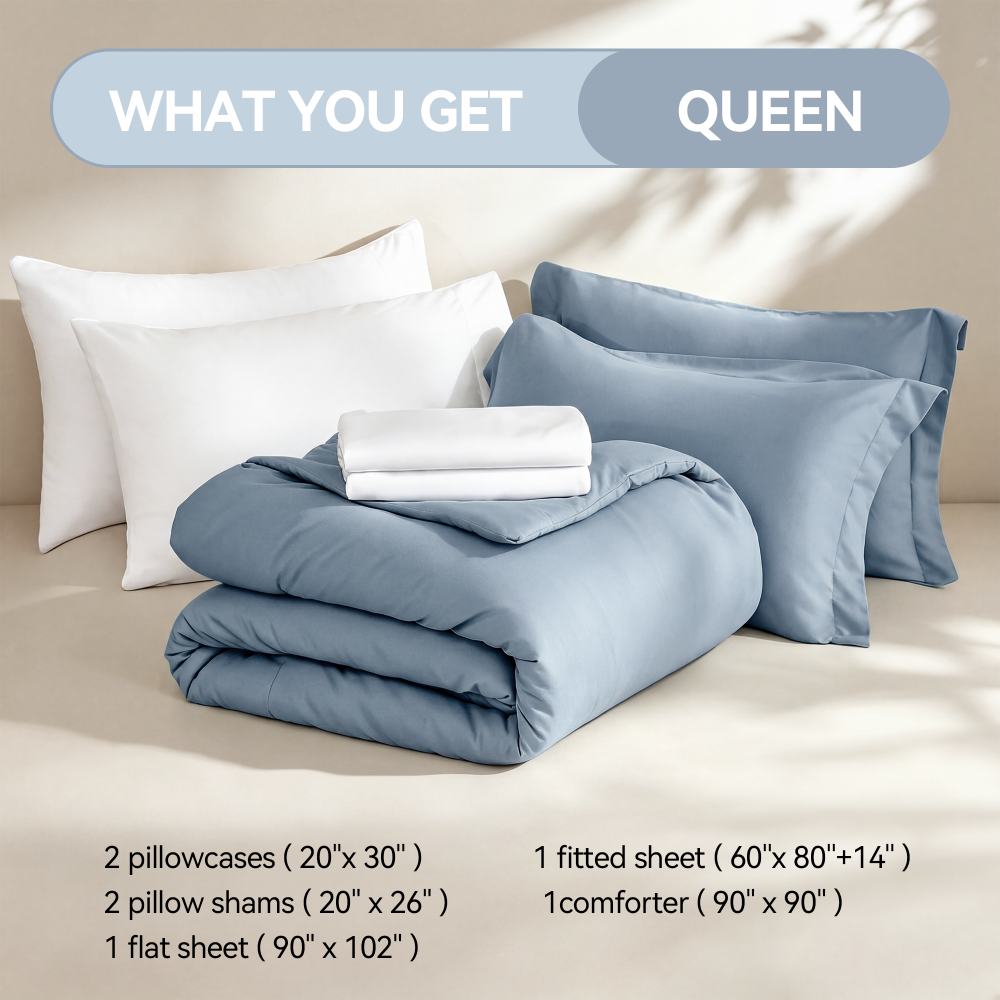 SPRINDAY 7-Piece Comforter Set, Bed in a Bag for All-Season, Bedding Set with Comforter, Sheets, Pillowcases & Shams