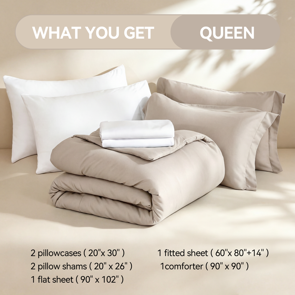 SPRINDAY 7-Piece Comforter Set, Bed in a Bag for All-Season, Bedding Set with Comforter, Sheets, Pillowcases & Shams