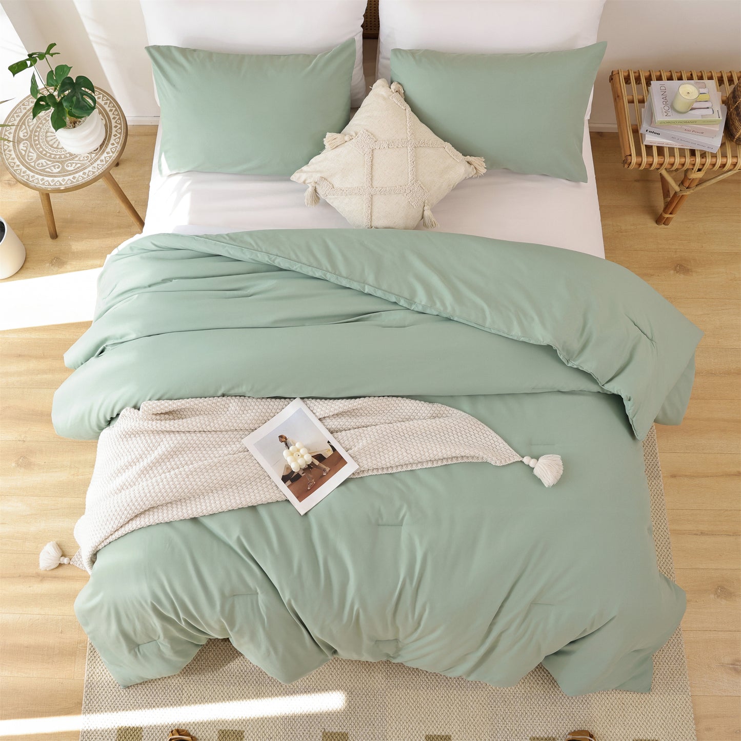 SPRINDAY 3 Piece Alternative Adult Comforter Set  Set For All Seasons - Full, Sage Green