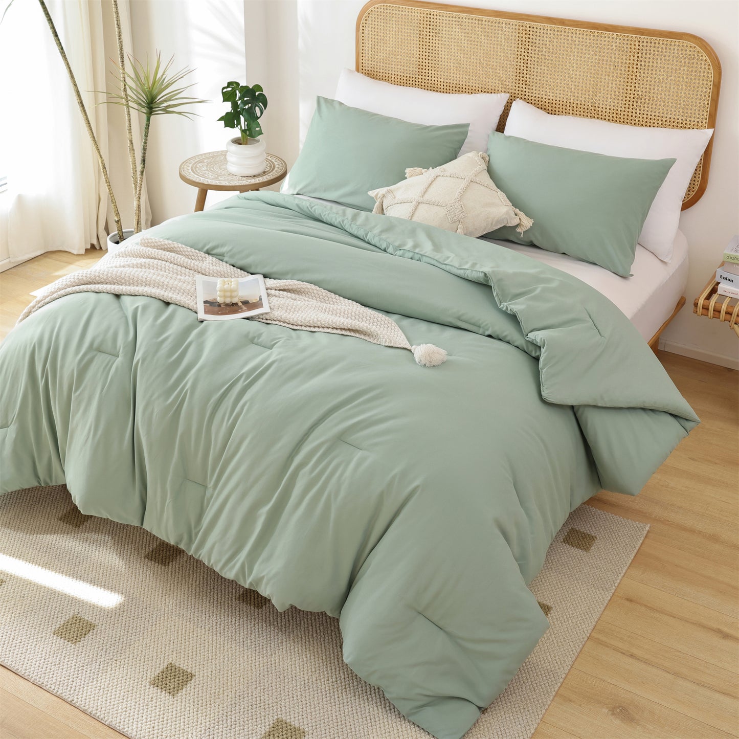 SPRINDAY 3 Piece Alternative Adult Comforter Set  Set For All Seasons - Full, Sage Green