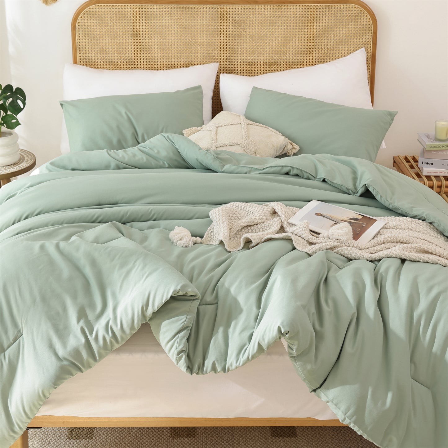 SPRINDAY 3 Piece Alternative Adult Comforter Set  Set For All Seasons - Full, Sage Green