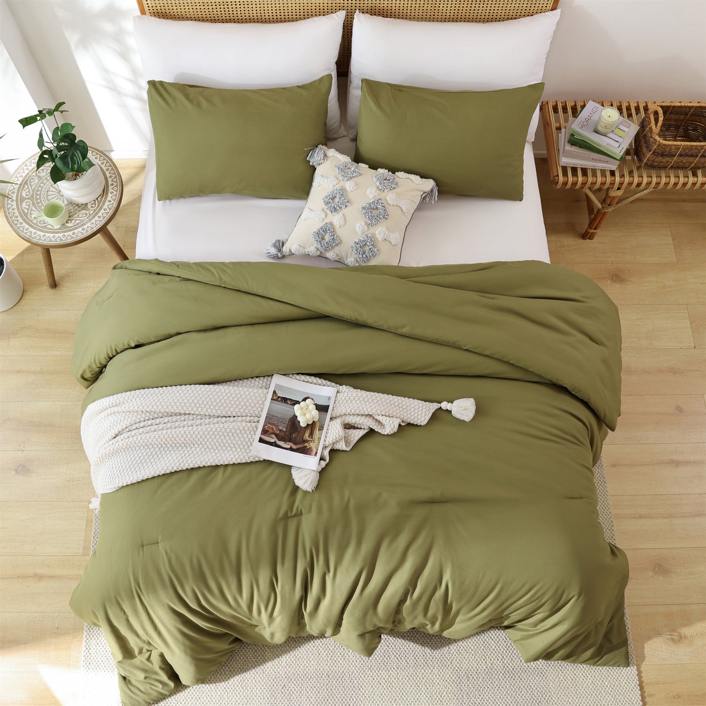 SPRINDAY 3 Piece Alternative Adult Comforter Set  Set For All Seasons - Full, Sage Green