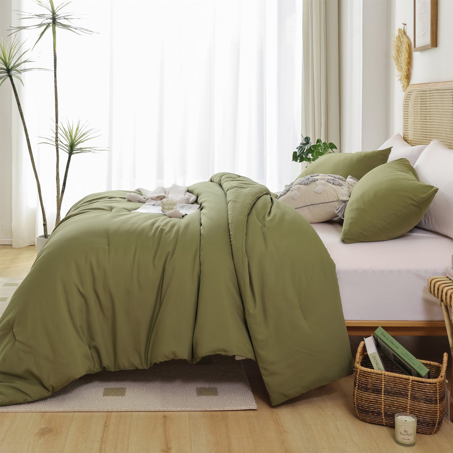 SPRINDAY 3 Piece Alternative Adult Comforter Set  Set For All Seasons - Full, Sage Green