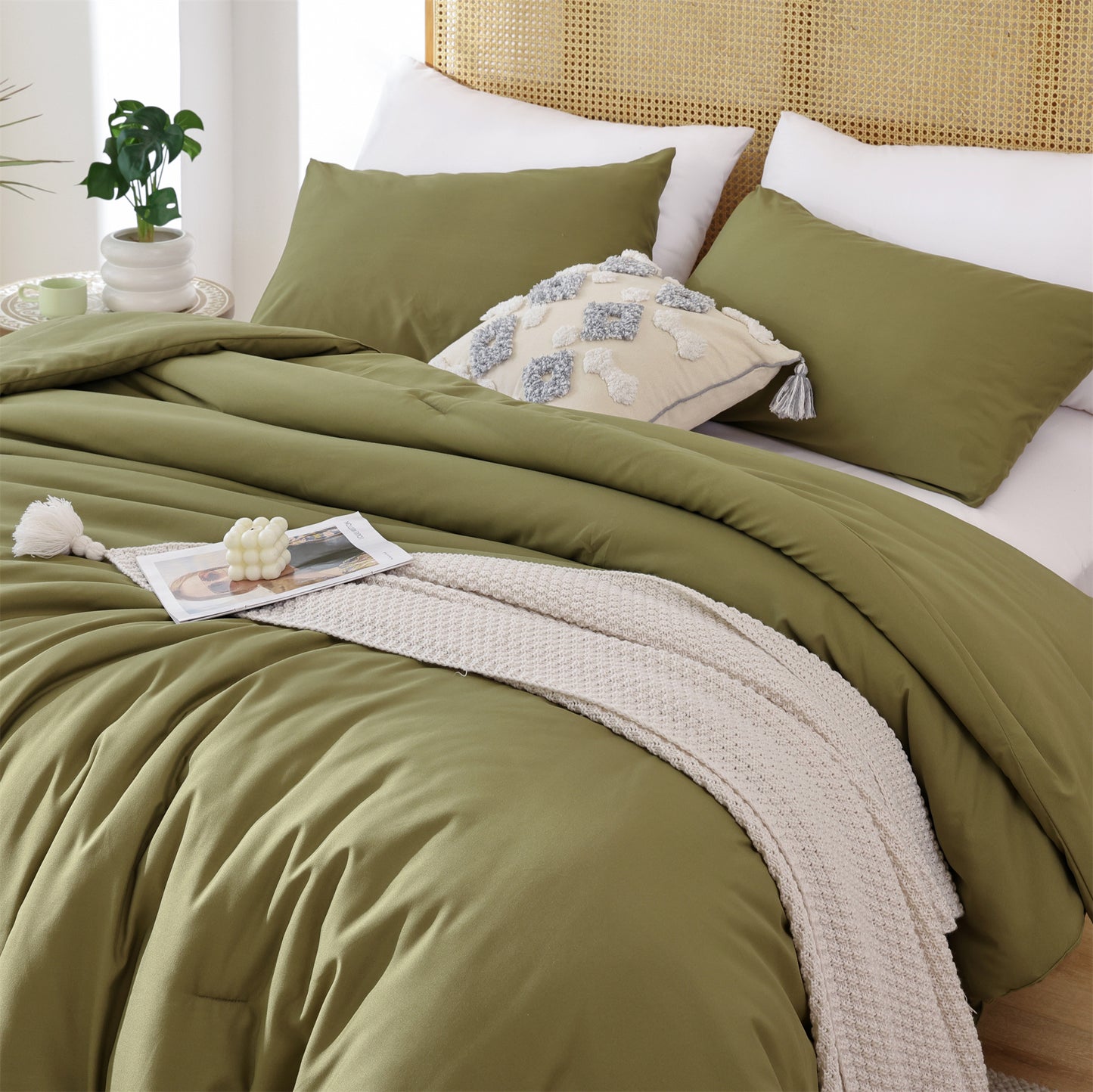 SPRINDAY 3 Piece Alternative Adult Comforter Set  Set For All Seasons - Full, Sage Green