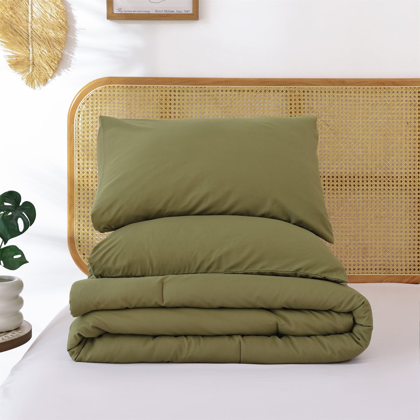 SPRINDAY 3 Piece Alternative Adult Comforter Set  Set For All Seasons - Full, Sage Green