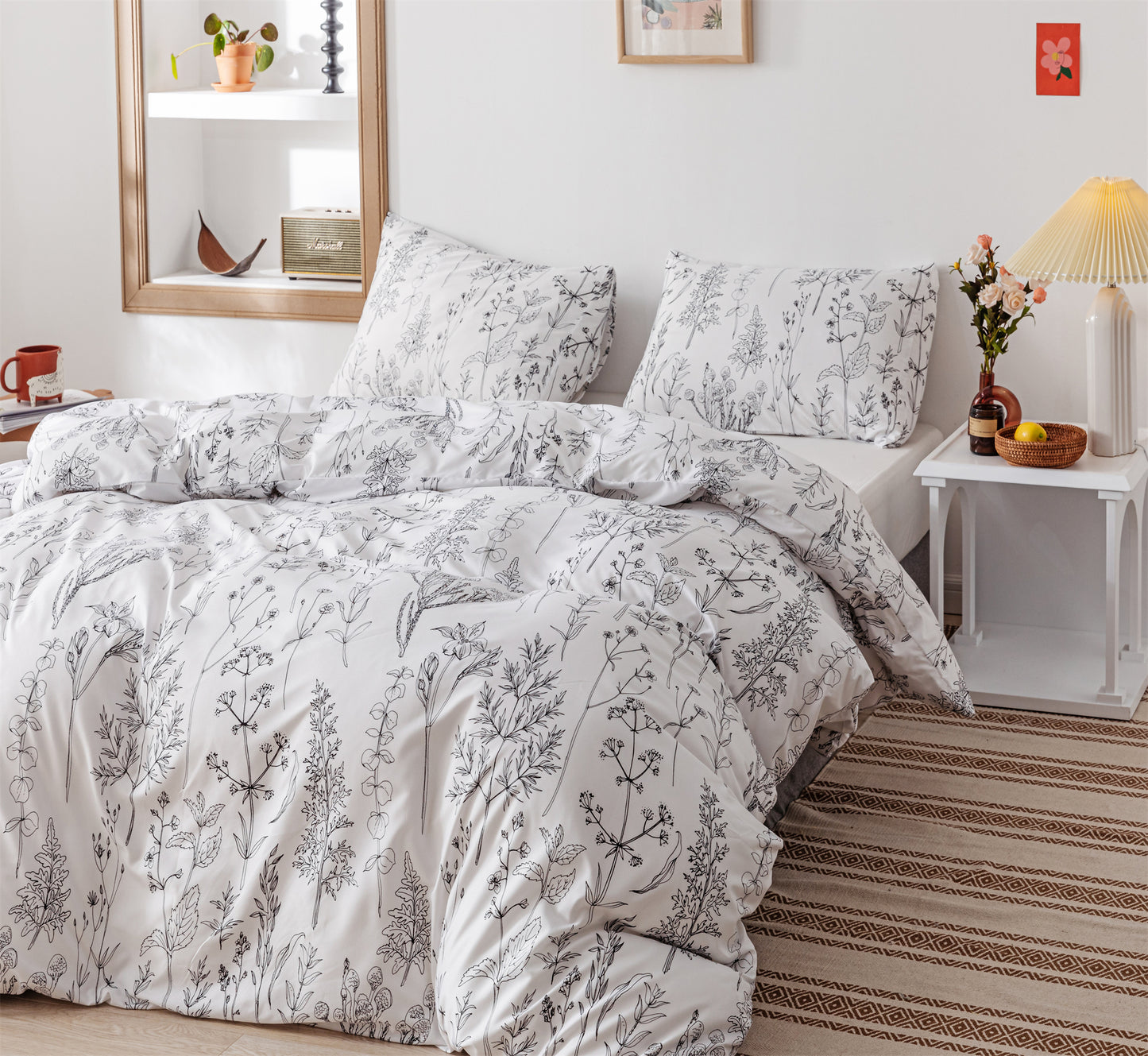 SPRINDAY 3 PCS Floral Soft Microfiber Comforter Set Comforter Included，Full Size