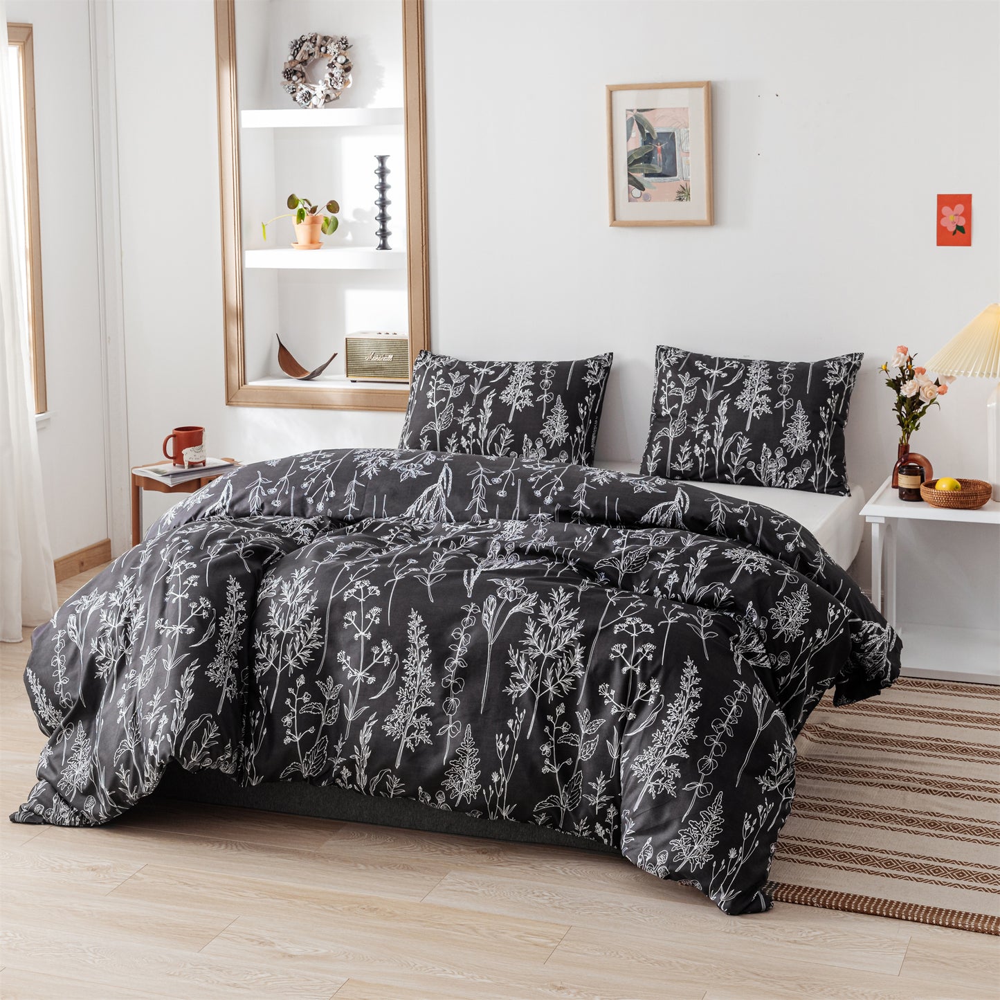 SPRINDAY 3 PCS Floral Soft Microfiber Comforter Set Comforter Included，Full Size