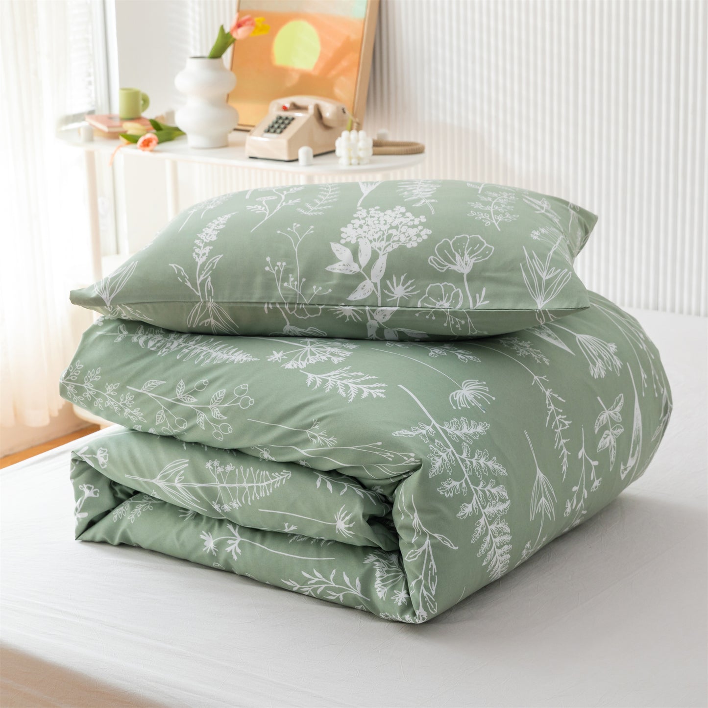 SPRINDAY 3 PCS Floral Soft Microfiber Comforter Set Comforter Included，Full Size