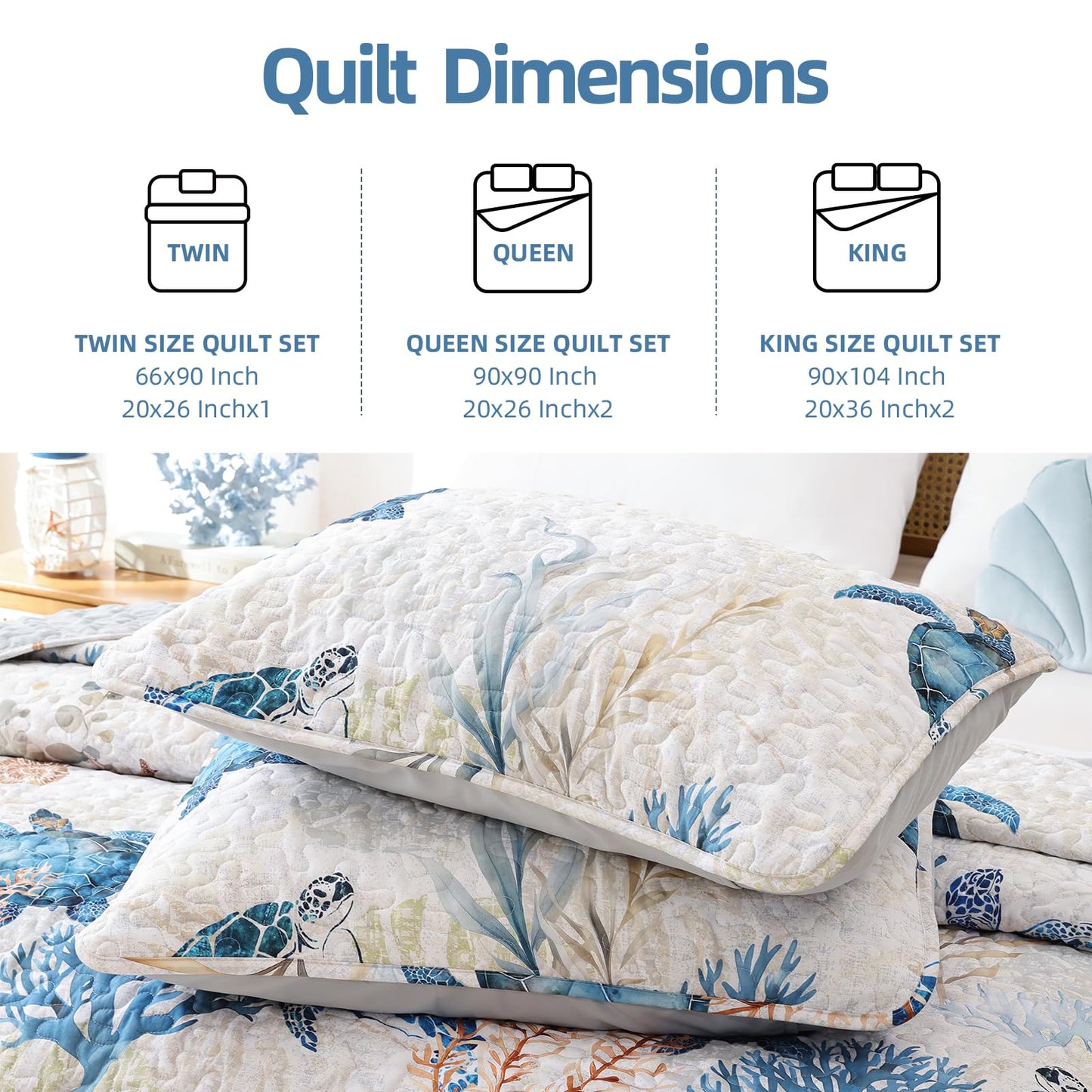 Quilt Set  Lightweight Boho Bedding Bedspreads with Geometric Printed for All Season 3 Piece (1 Quilt, 2 Pillowcases)