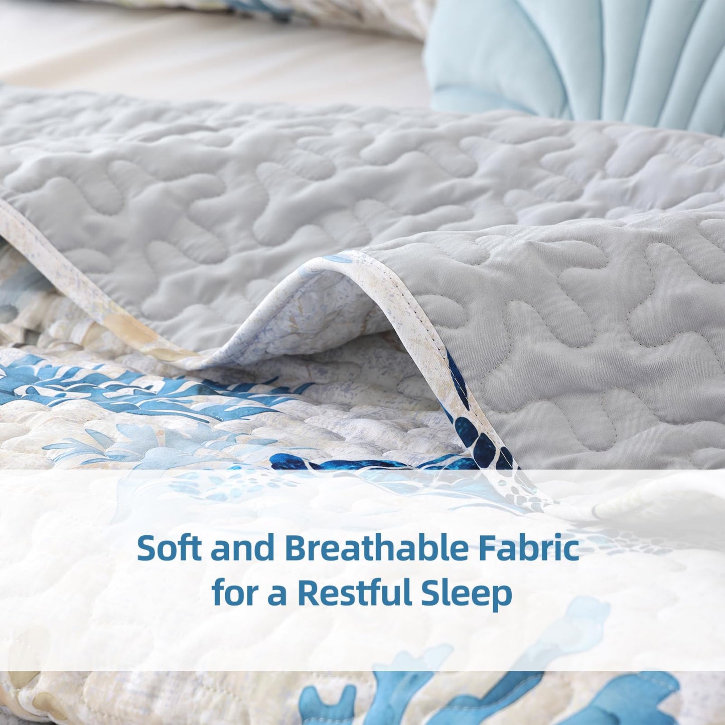 Quilt Set  Lightweight Boho Bedding Bedspreads with Geometric Printed for All Season 3 Piece (1 Quilt, 2 Pillowcases)