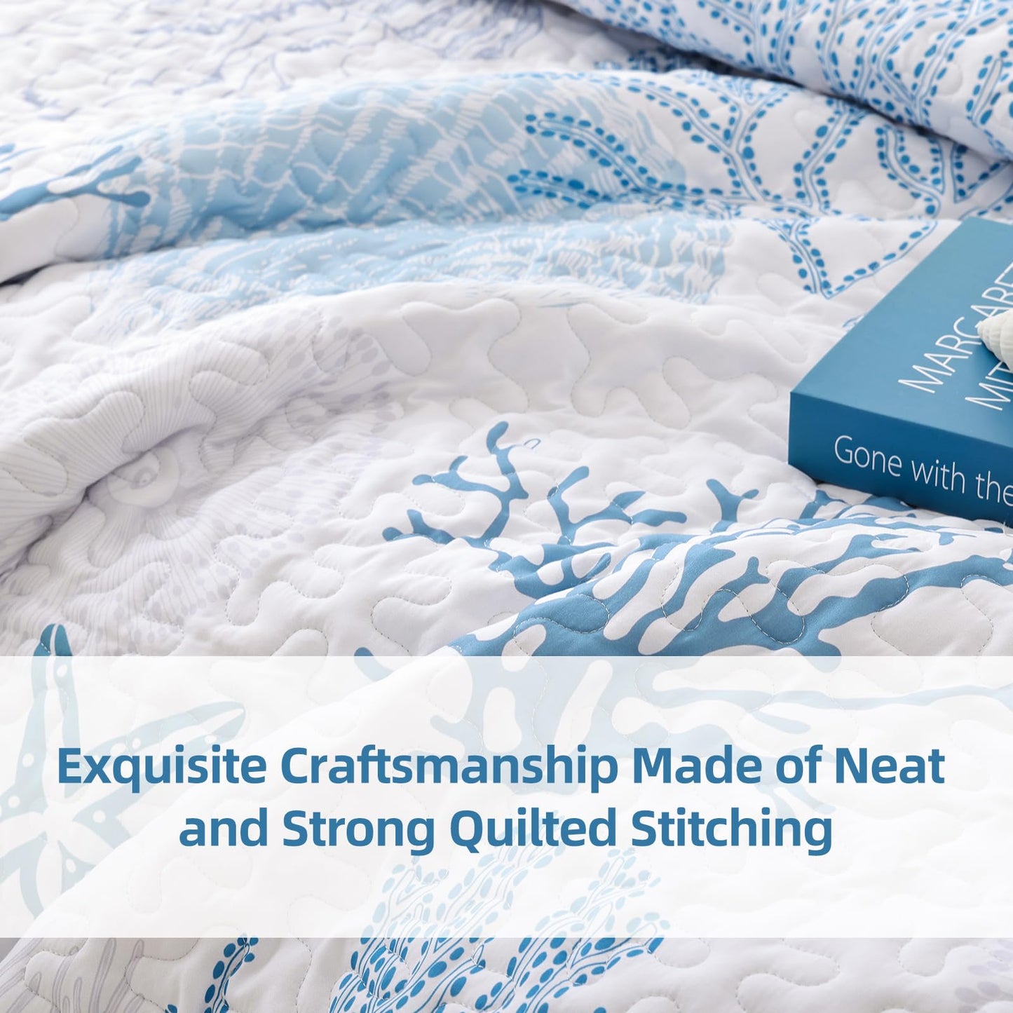 Quilt Set  Lightweight Boho Bedding Bedspreads with Geometric Printed for All Season 3 Piece (1 Quilt, 2 Pillowcases)